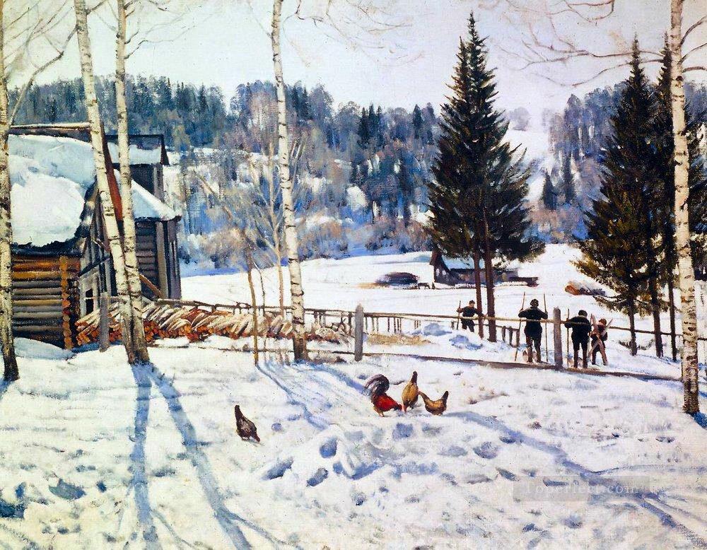 end of winter noon ligachevo 1929 Konstantin Yuon snow landscape Oil Paintings